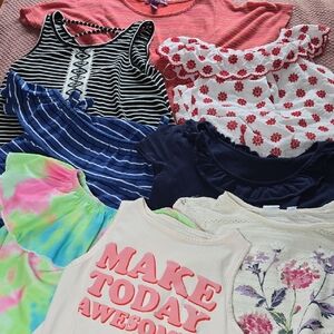 Colorful Summer Girls Graphic and Patterned Tops Set - LOT of 8